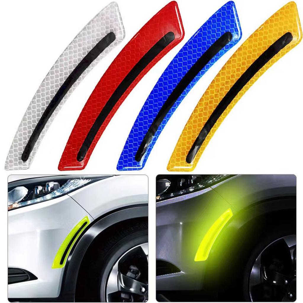 2pcs Safety Stickers Car Reflective Decorative Stickers -collision Strip Wheelbrow Sticker