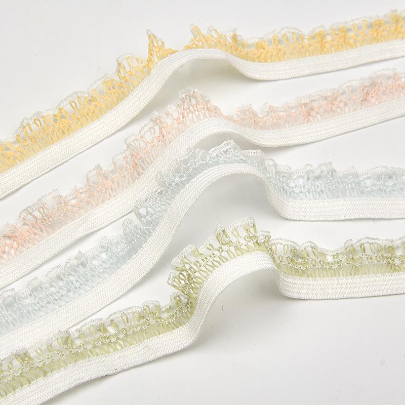 1.5cm Lace Ruffle Bath Puff & Headband Set with Elastic Webbing