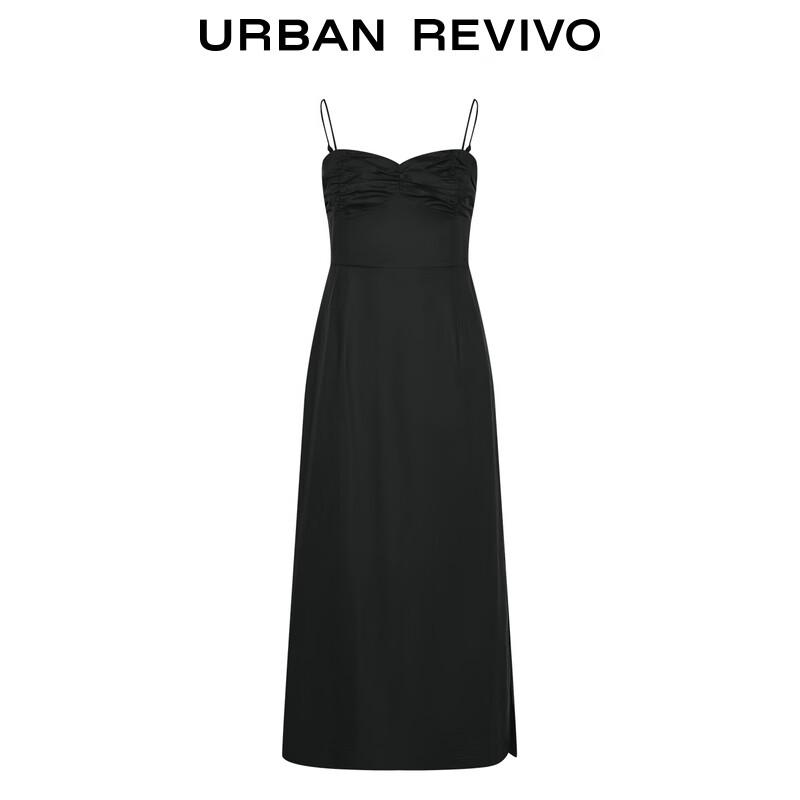 UR Damen Maxikleid im französischen Stil mit Plissee-Raffung