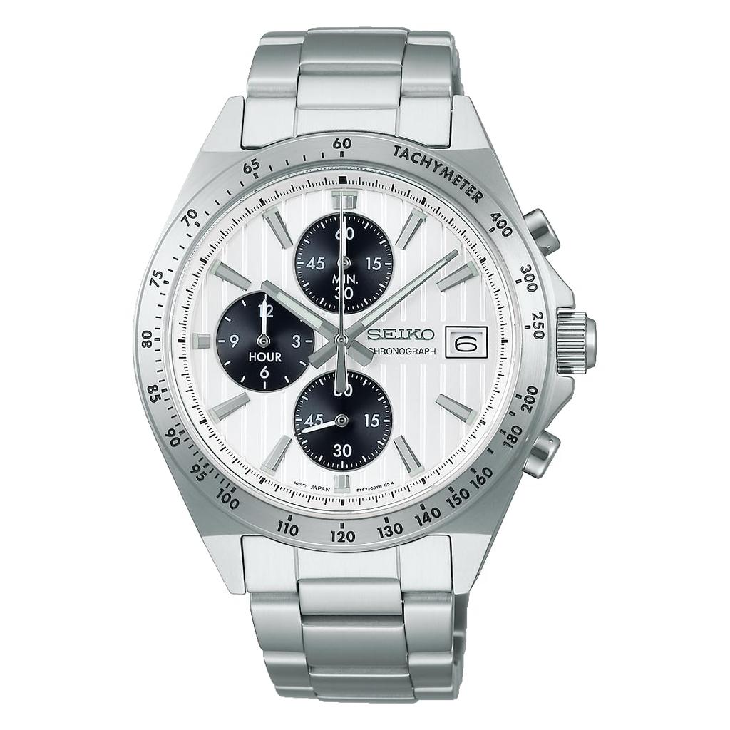 Seiko Selection S Series Quartz Chronograph Watch Vertical SBTR039 Silver Men's Battery-Powered (Three Eyes)