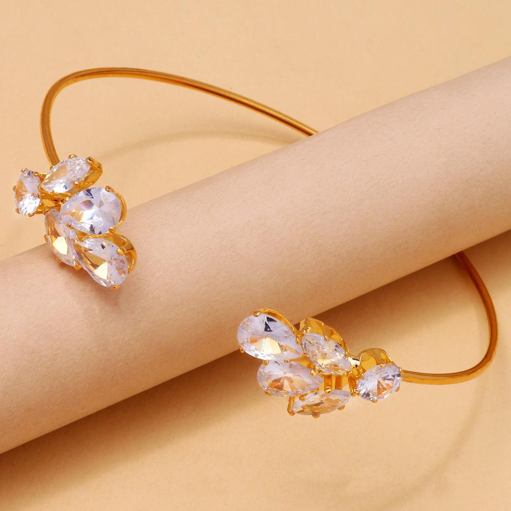 

Leaf Zircon Arm Bracelet Fashion High Sense Bridal Wedding Bracelet Bracelet Bracelet золотий
