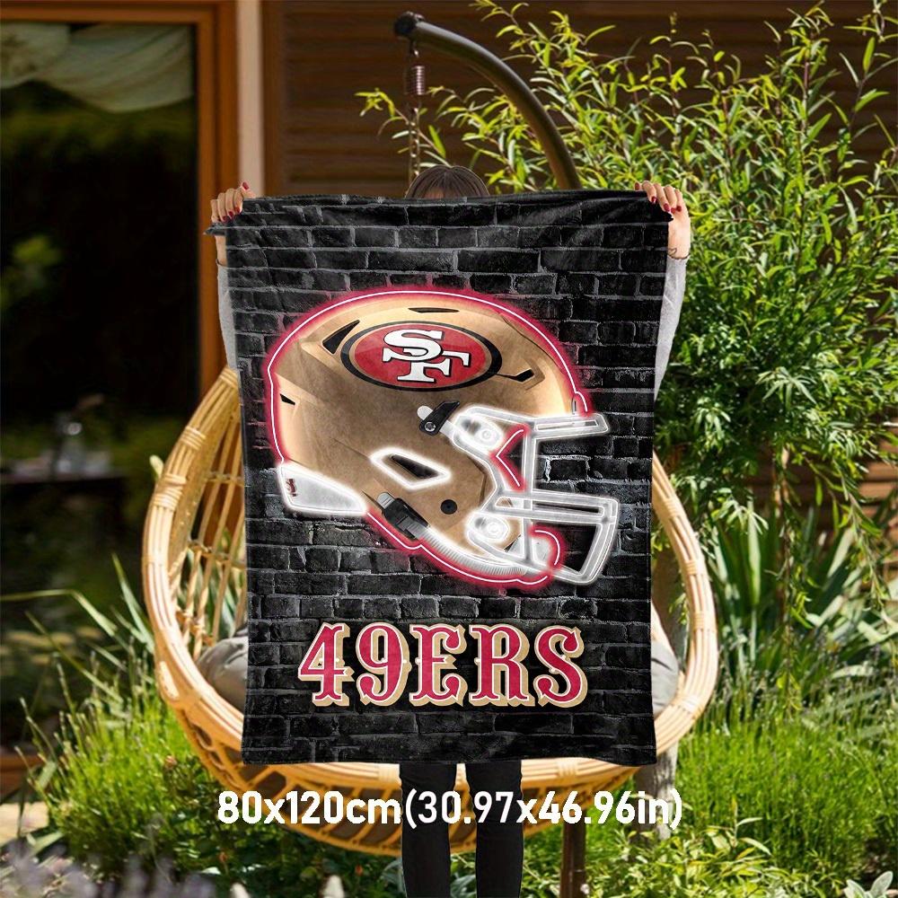 1pc San Francisco 49ers Helmet Theme Design Flannel Blanket - 3D Printed Soft Warm, All-Season Lightweight Throw for Camping Travel Bed-080709