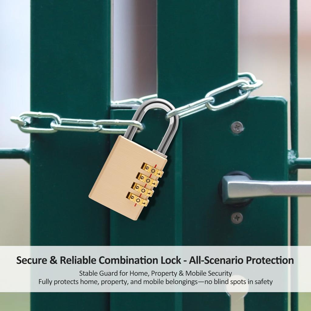 2 Stück Zahlenschloss Messing Schloss mit individuell einstellbarer Kombination Koffer Schloss / Schließfach Schloss für Tor Fitnessstudio Sport Zaun