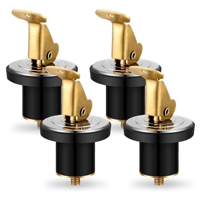 A51K-Rubber Snap Lock Drain Plug Brass For Baitwell Livewell Yacht Kayak Marine For Baitwell Drain Plug