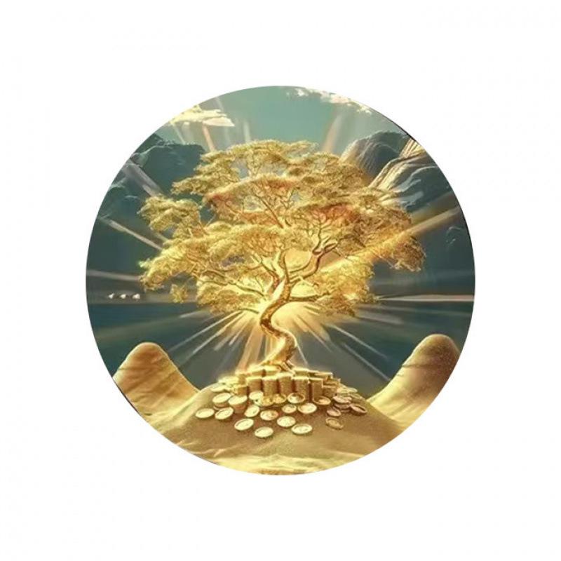 

30mm Round Time Gem Alloy Pendant Keychain