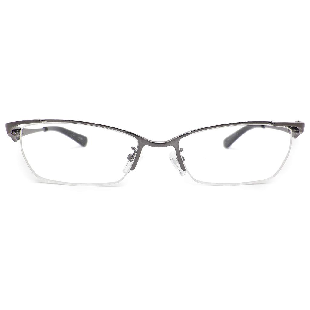 Nagoya Optical Co., Ltd. Stylish and fashionable reading glasses for men: Metal frame, semi-rimless design, MM-01 (Gray (wide), 3.00)