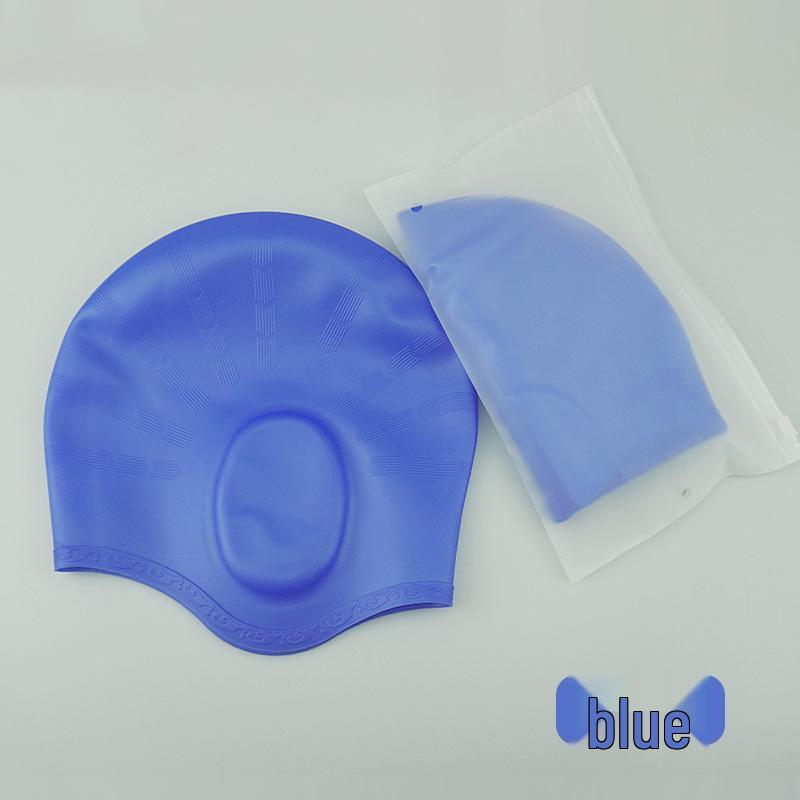 Long Hair Waterproof Silicone Swim Cap with Ear Protection for Men & Women