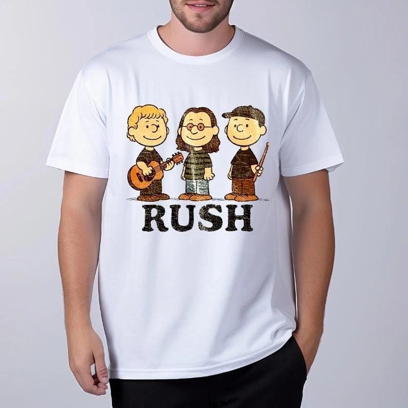 Trendy Rush Band Retro T-Shirt, Geddy Lee, Alex Lifeson Neil Peart Rock Band Tee Unisex T-Shirt XXL