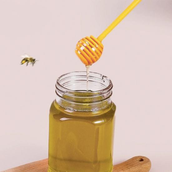 2Pcs Honey Mixing Stirrer Plastic Dipper Smooth Honey Comb Stick Spoon Grooved Honey Wand for Collecting Dispensing Drizzling Jam