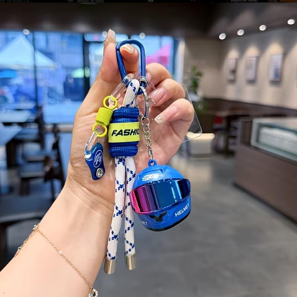 3D Motorcycle Helmet Keychain Weaving Rope Mini Helmets Keychain Helmet Key Fob Motorcycle Lovers