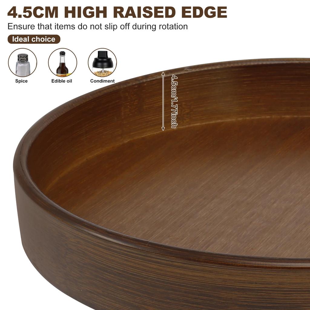 360 Rotating Wood Tray Seasoning Storage Rack Pantry Cabinet Turntable Lazy Susan Kitchen Spice Organizer  Accessories