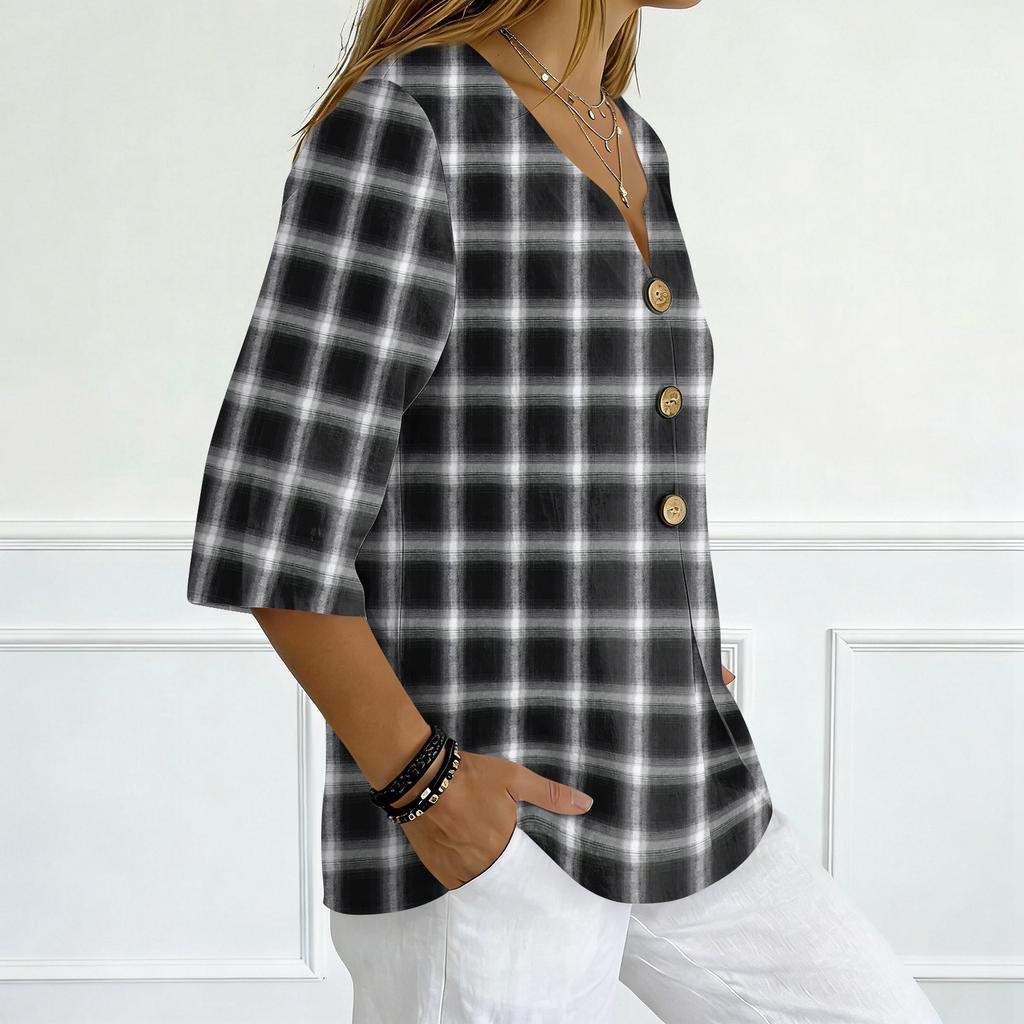 Women's Shirts Dressy Casual T-Shirts 3/4 Sleeve Tunic Tops Basic Tees Pullover Work Blouses