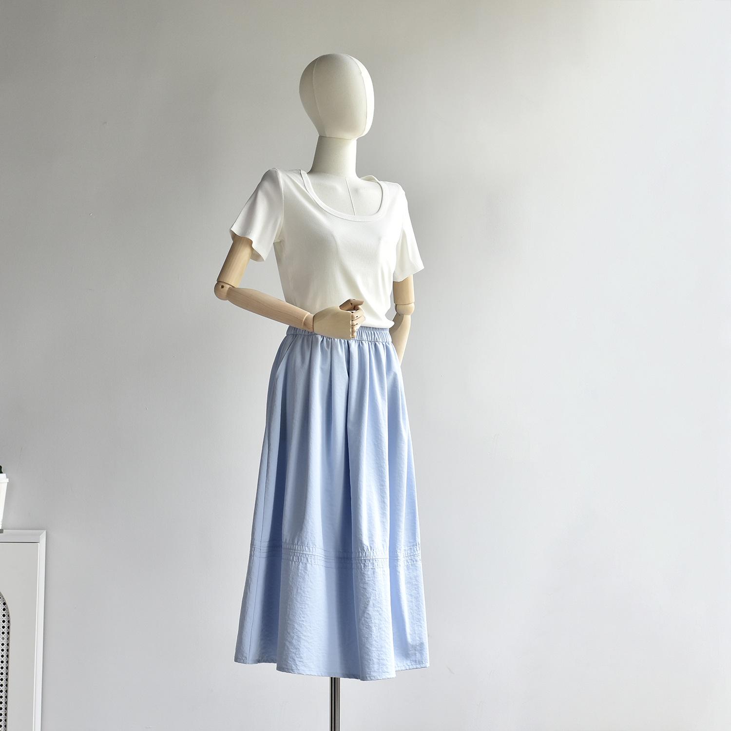 

**Cream Puff A-Line Midi Skirt: High Waist Summer Skirt for Women** XL (for 120-140 jin)