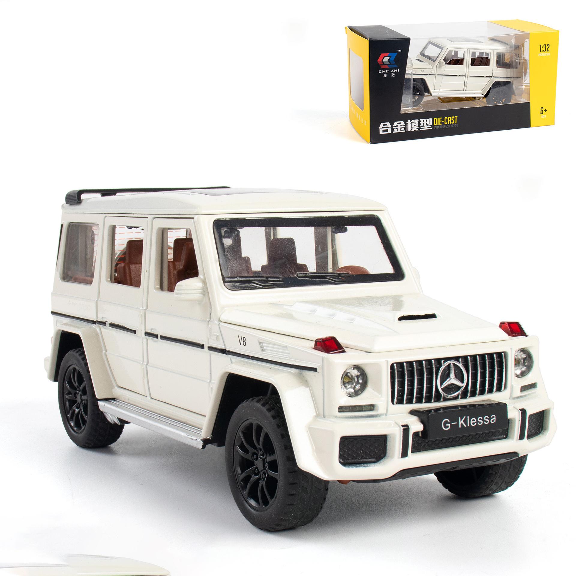 

Коллекционная игрушечная машина Benz G63 AMG из сплава в масштабе 1/32, литая модель автомобиля с откидной спинкой, подсветкой и звуком 1/32-16.5x7x6.5cm белый