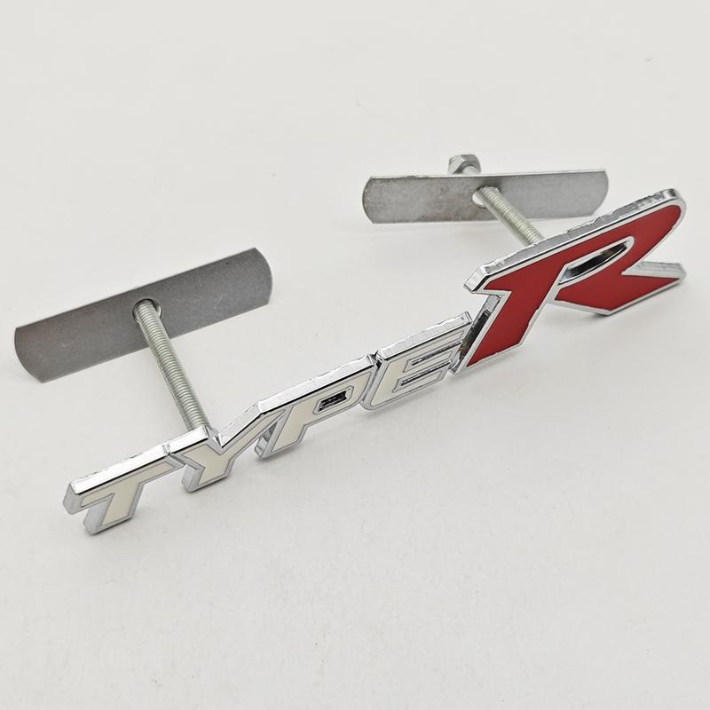 3D Metal Type R S Logo Front Grill Badge Rear Trunk Emblem Sticker Decals For Honda Civic TYPER CRV Accord Fit Car Accessories