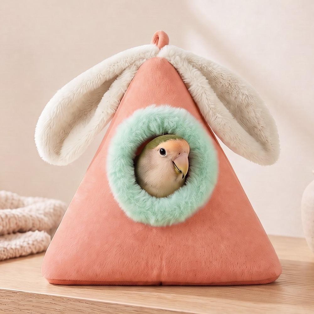 Triangle Rabbit Ears Bird Nest Soft Pet Cotton Sleeping Nest Creative Bird Hammock  Indoor Use