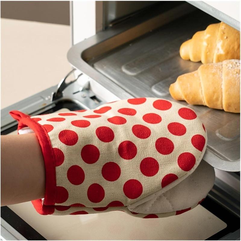 Heat-Resistant Oven Gloves Japanese-style Stripe Mini Oven Mitts Baking Gloves with Hanging Loops Hot Gloves for Cooking
