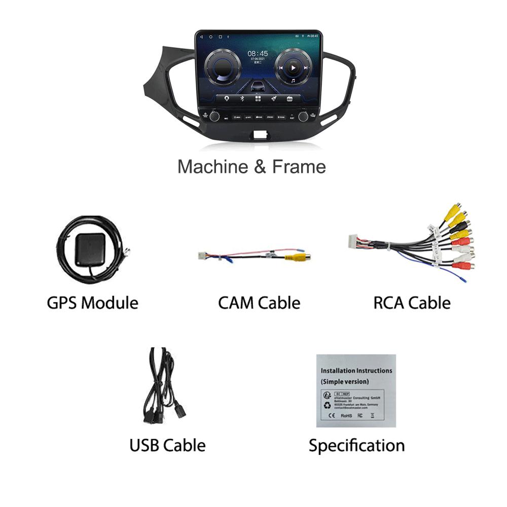 10 Inch For LADA Vesta 2015 - 2020 With Button Knob Car Radio Multimedia Carplay 2Din Stereo Audio Android Video 2+32GB
