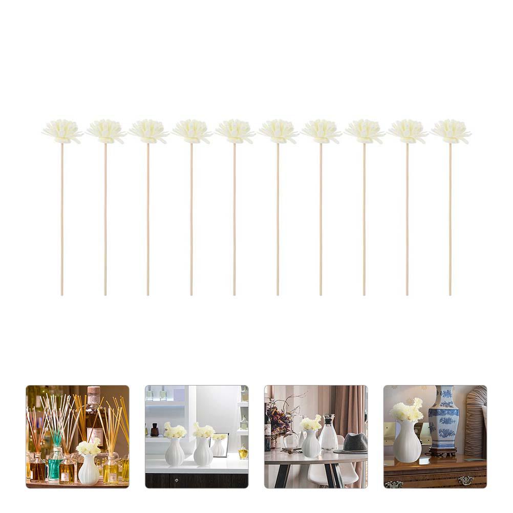 

10 Pcs Diffuser Aromatherapy Rattan Perfume Accessories Essential Oil Flower Sticks with White Simulated Office білий