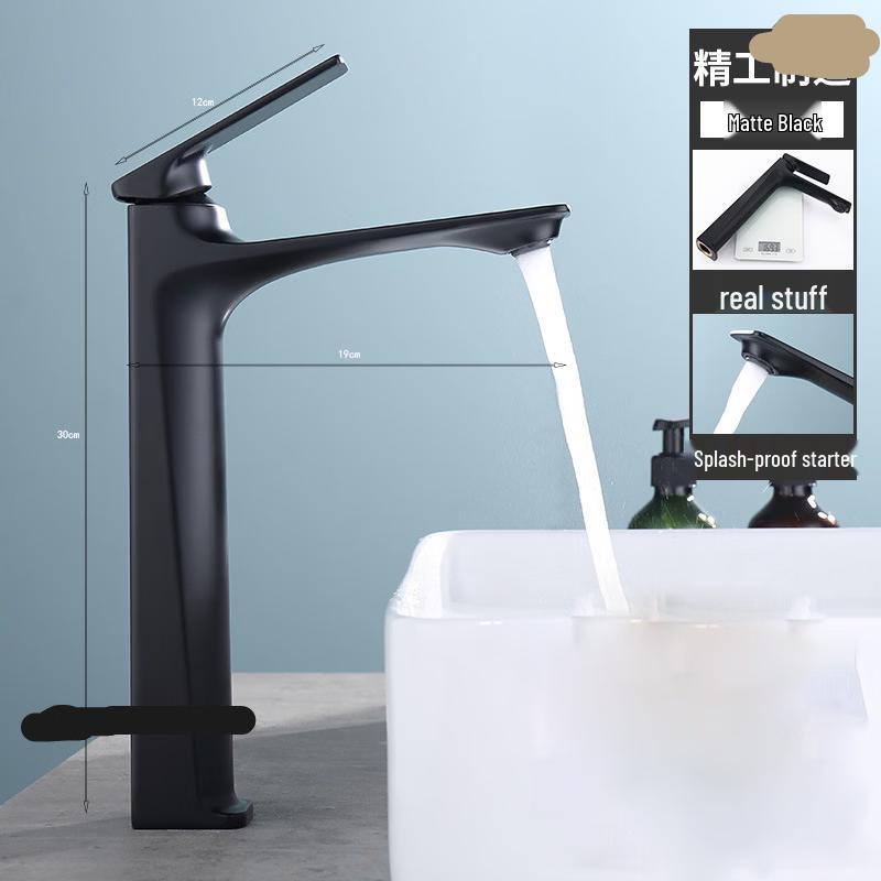 Elegant Black Tall Single Cold Bathroom Basin Faucet
