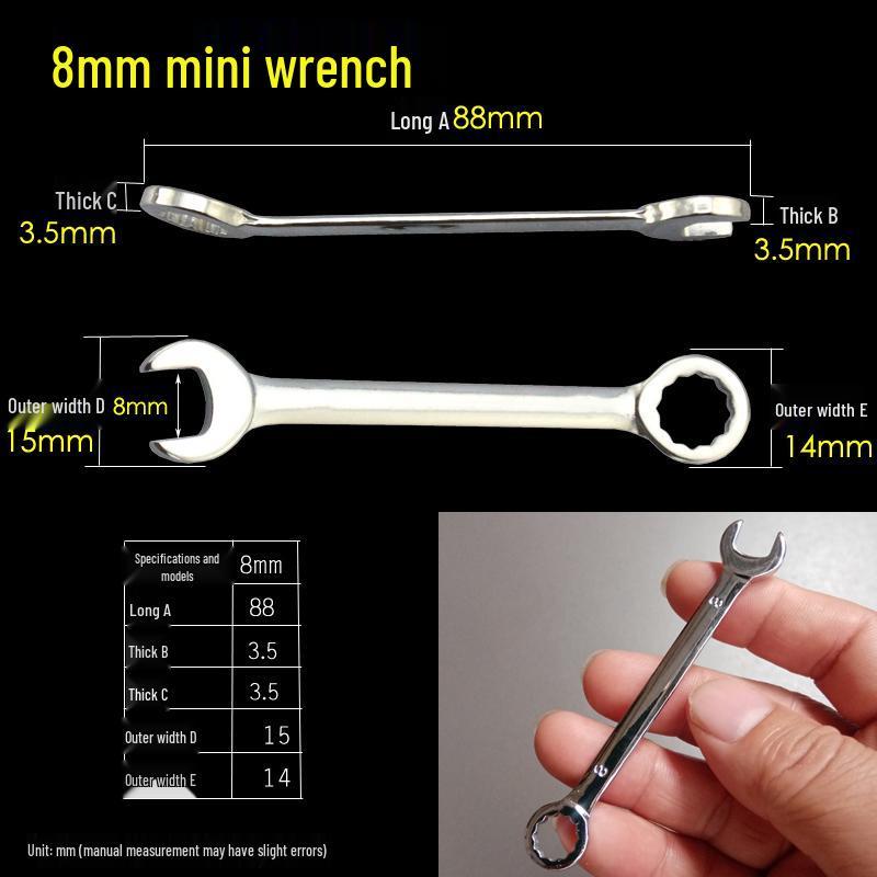 Mini Metric & Imperial Wrench Set 4-11mm Box/Open End