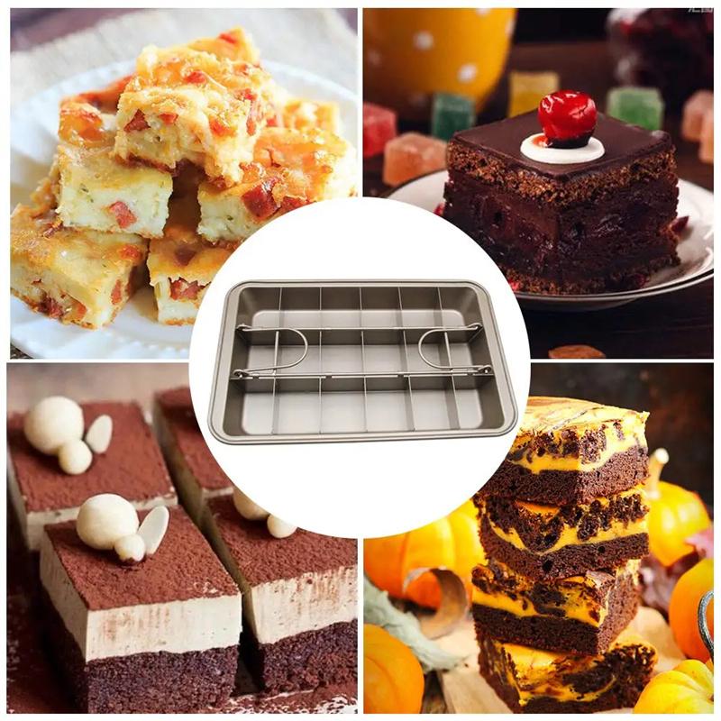 Non Stick Brownie Pan with Dividers Kitchen Baking Tray Cake Mold 18 Cavity Square Bread Baking Mold Carbon Steel Cake Bakeware