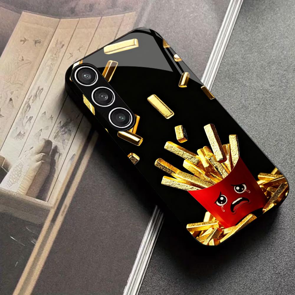 French fries Protective Exquisite High-end PhoneCase Glass TPU PhoneCase for Samsung Galaxy S26 S25 S24 S23 S22 FE,Ultra,Plus