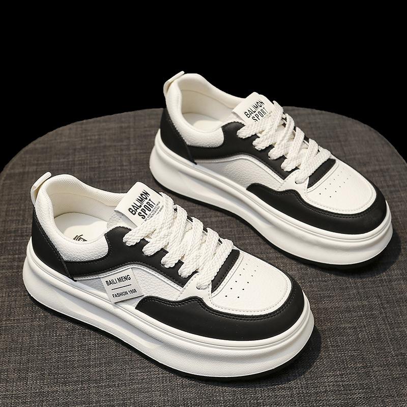 Stepping On Shit Leather Little White Shoes Women's 2025 Spring New Versatile Platform Sports Board Shoes Non-slip Waterproof Sports Shoes