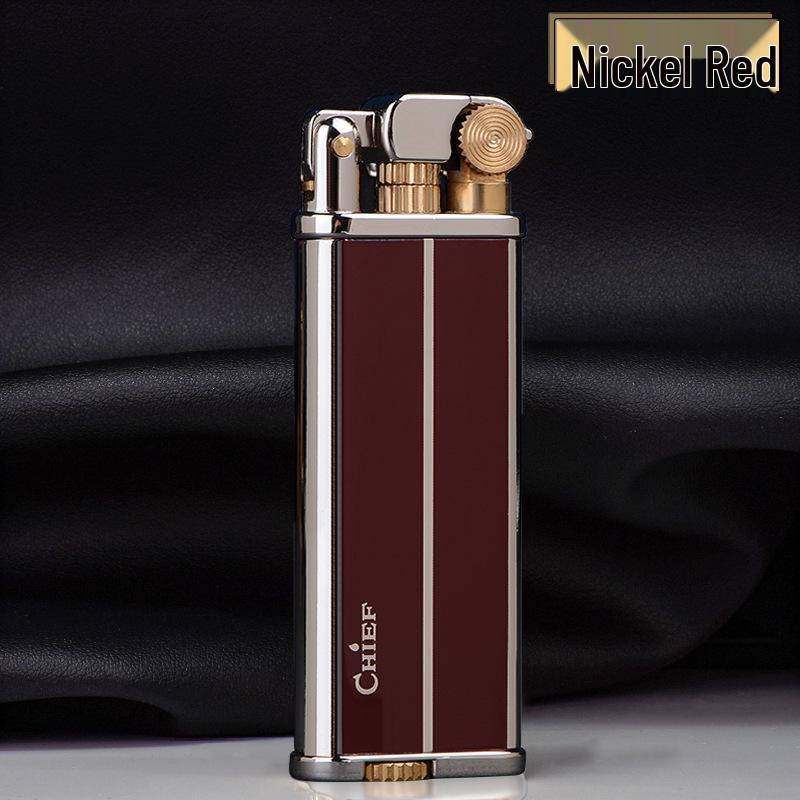 CHIEF Leader 316 Ultra-Thin Slim Metal Windproof Kerosene Lighter with Flint - High-End Men's Gift