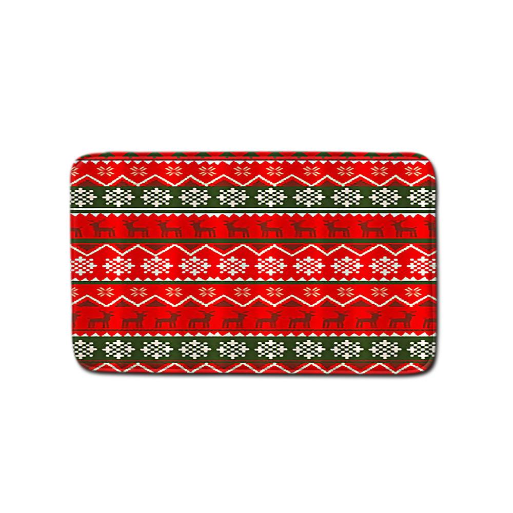 Christmas Shower Curtain Floor Mat Combination Four-Piece Set Kitchen Door Mat Bedroom Living Room Carpet