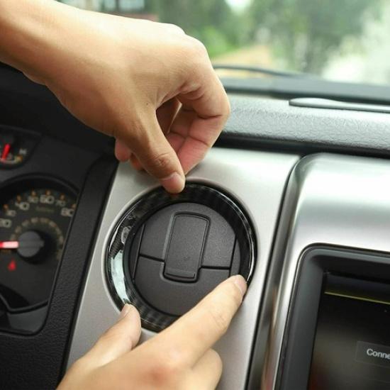 Carbon Fiber Air Condition Vent Outlet Trim Decor Ring For Ford F150 2009-2014