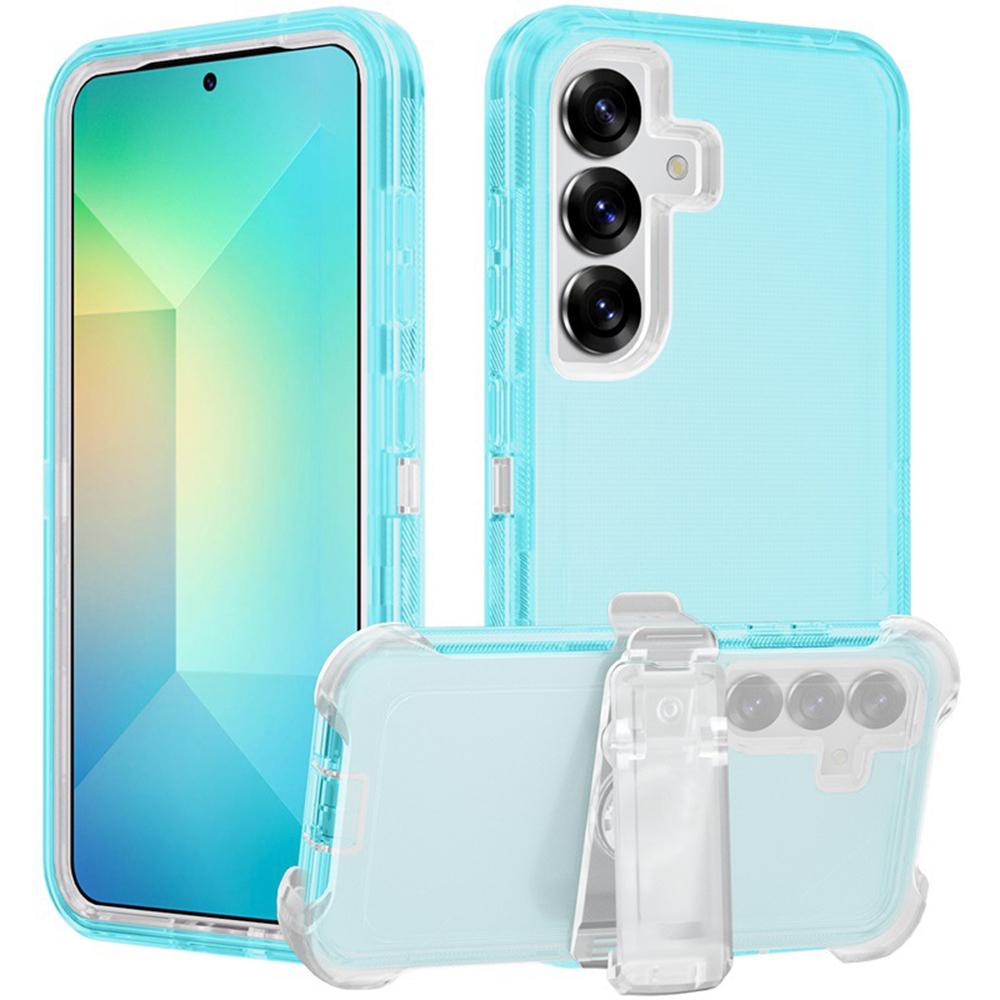 

Чехол для телефона Samsung Galaxy S25+ с подставкой Двойная защита из ТПУ+ПК Противоударный чехол Transparent Blue