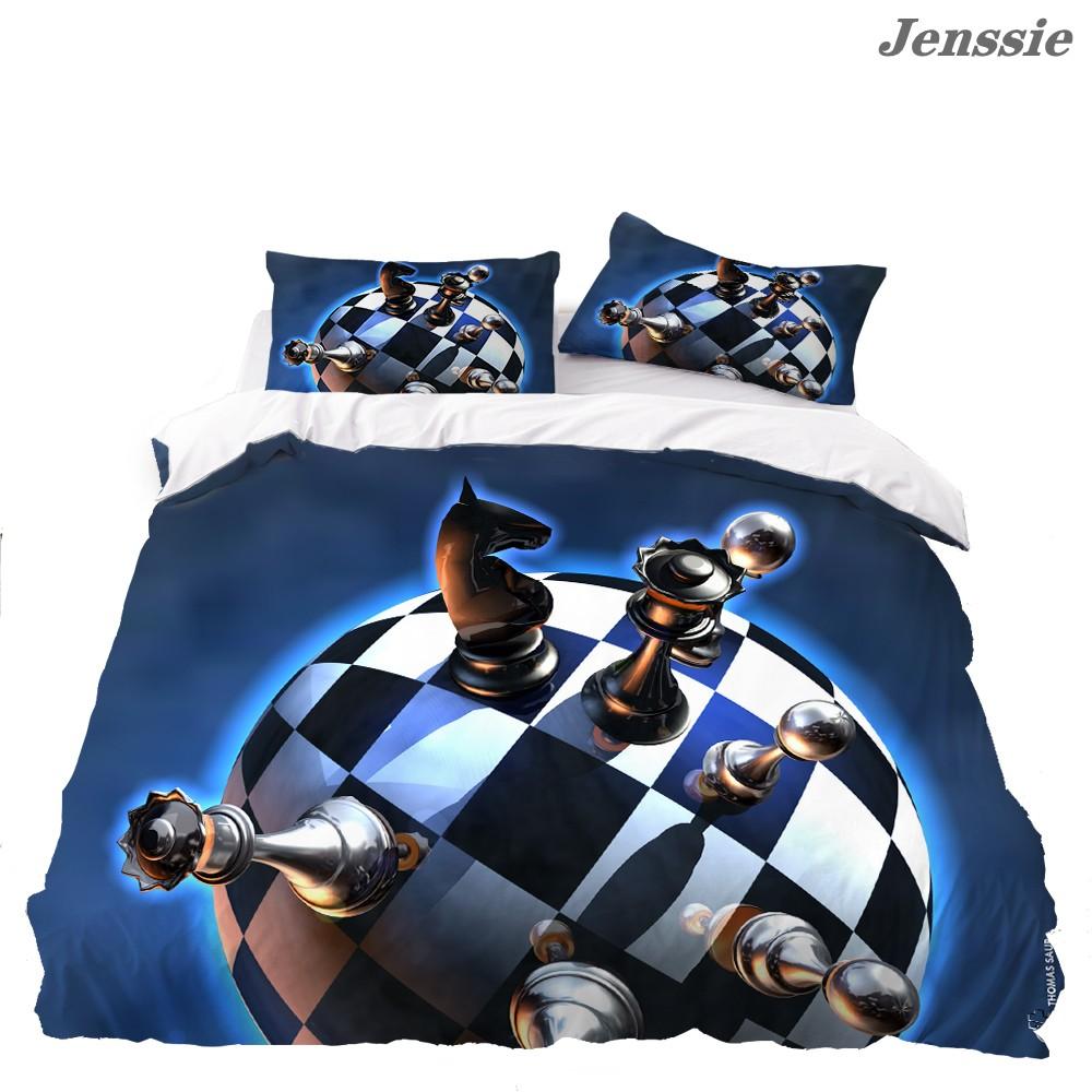 Schwarz Weiß Schachbrett 3D Gedrucktes Bettwäscheset Schach Steppdeckenbezug Erwachsener Bettbezug 2/3 Stück Luxuriöser Steppdeckenbezug mit Kissenbezug