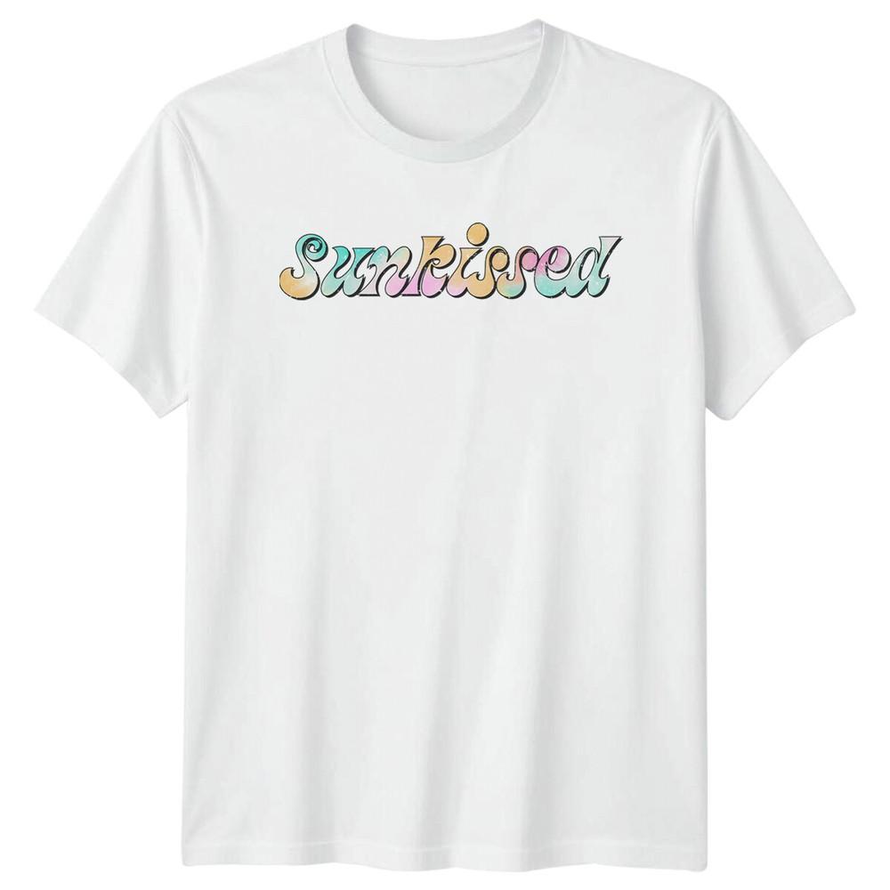 Sunkissed Text Graphic Retro Summer Beach TShirt S