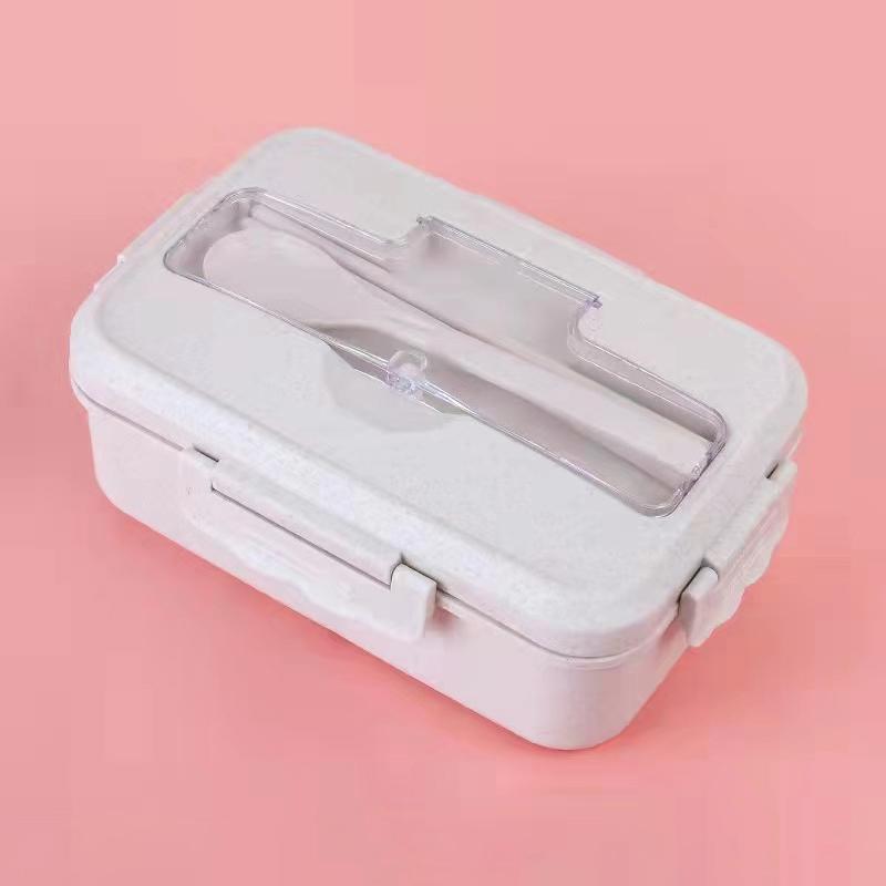 Microwave Lunch Box with Spoon Chopsticks Dinnerware Food Storage Container Children Kids School Office Bento Box