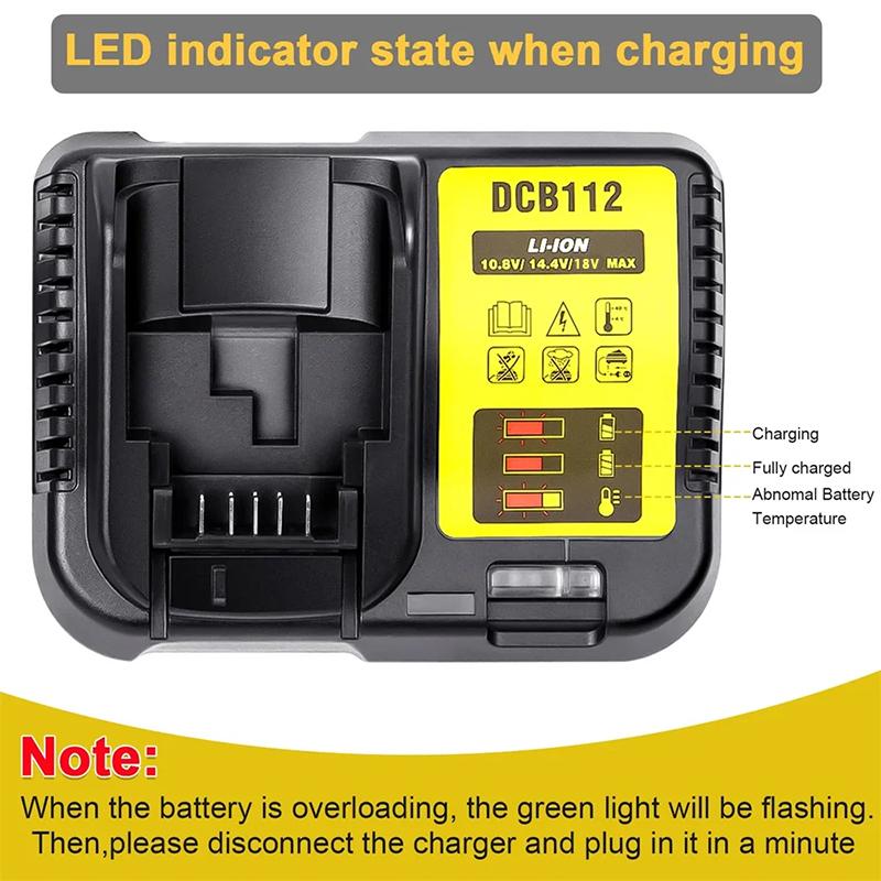 Lithium Battery Charger Accessories Parts LED Display For DeWalt For XR 10.8V 14.4V 20V Li-ion Cell Pack DCB112 DCB115 DCB118