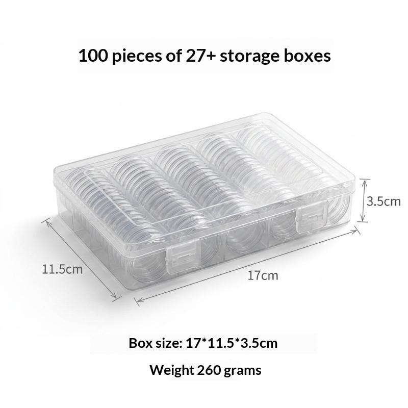 100Pcs Clear Commemorative Coin Holder Durable Fits 27/30mm Coins for Collection Storage Portable Travel Carry