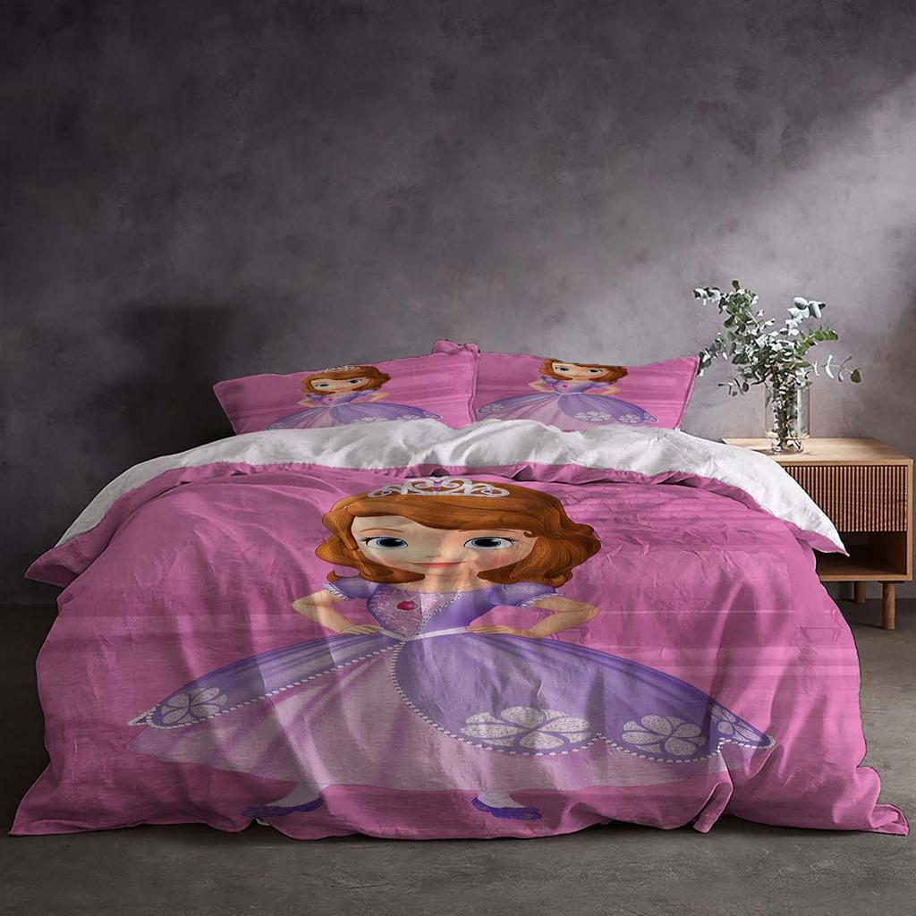 Gift Christmas Quilt Cover Princesa Sofia 3-Piece Bedding Set,Queen Size, Includes Duvet Cover, Pillowcases, Machine Washable.