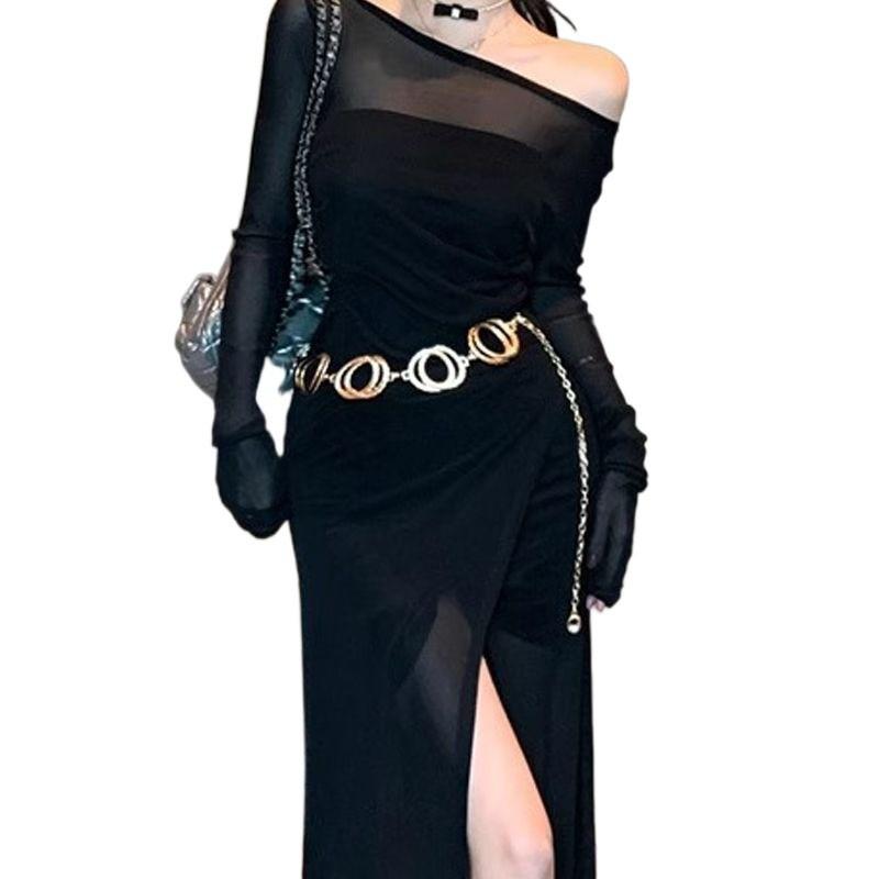Stylish Women's Versatile Double Ring Metal Chain Belt Essential For Any Outfit