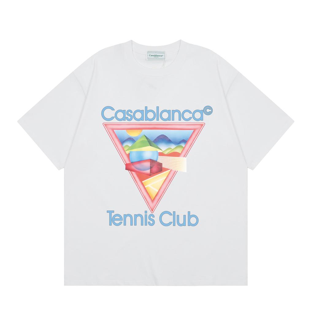 Grenzüberschreitend auf Lager exklusiv Casablanca Doppelgaze reine Baumwolle Unisex T-Shirt Hip-Hop lässig Kurzarm locker Rundhals