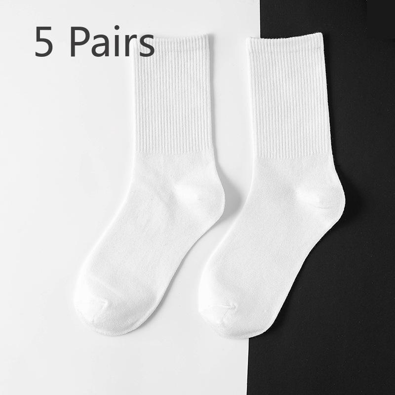 5 Pairs of Solid-colored Long Socks for Male and Female Students During Sports, Simple and Versatile Long Socks with A College Style
