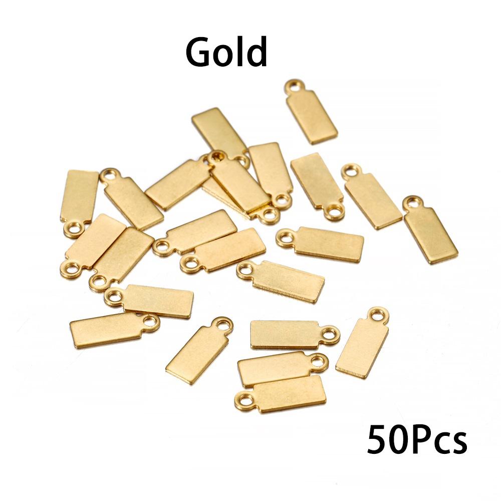 20-50pcs/lot Stainless Steel Square Pendants Charms Handmake For DIY Bracelet Necklace Jewelry Making Supplies Accessories