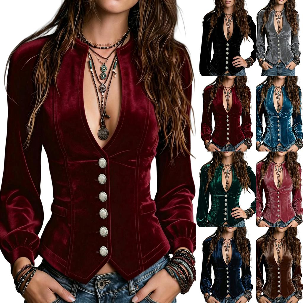 Damen Vintage Tailliertes Oberteil Retro Bluse für Lässige Alltagsmode