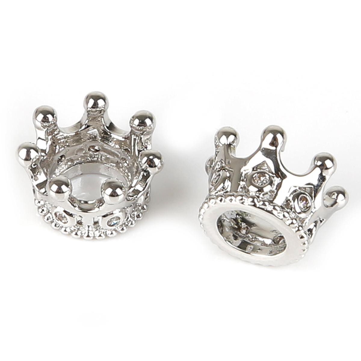 

2 шт. микро-паве черные кубические циркониевые коронные бусины-шармы для самостоятельного изготовления ювелирных изделий, аксессуаров для браслетов