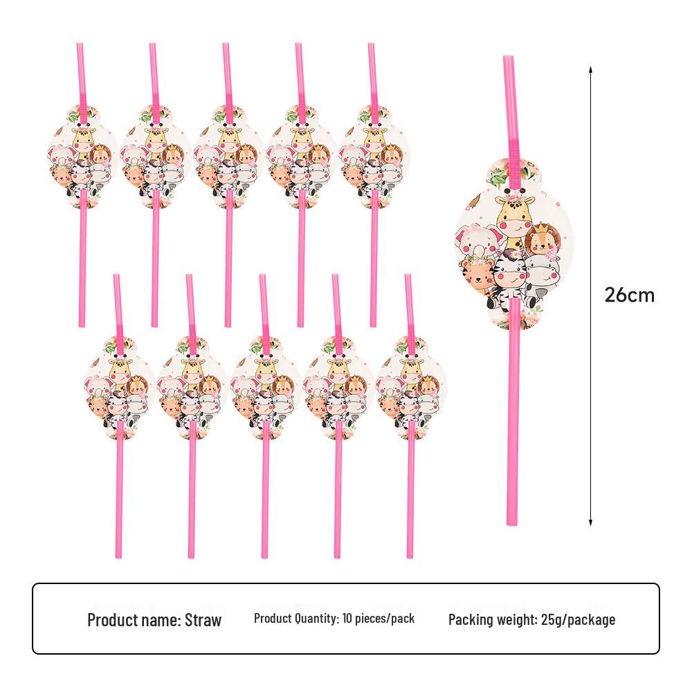 2025 Pink Jungle Animal Party Paper Tableware Set: Plates, Cups, Napkins, Tablecloth