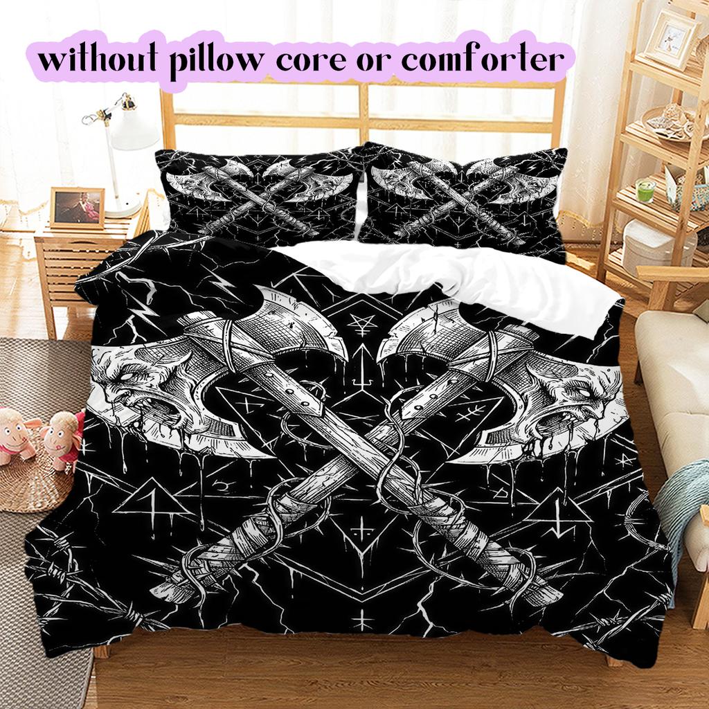 Thorn Gothic Dark Pattern Bedding Quilt Set Quilt Cover Pillowcase Home Decoration Birthday Gift (1 * duvet cover + 2 * pillowcase, without core)