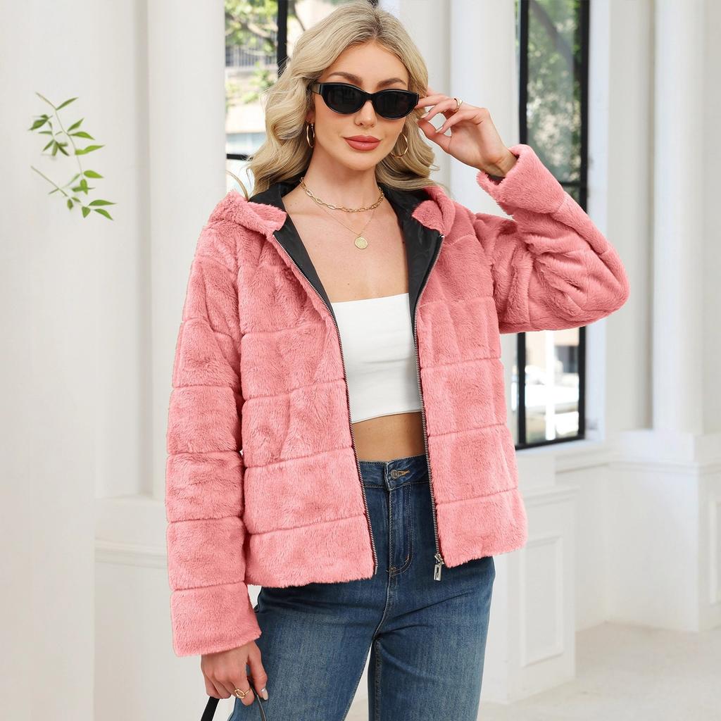 New fashion European and American autumn and winter warm imitation rabbit fur jacket women's imitation fur jacket