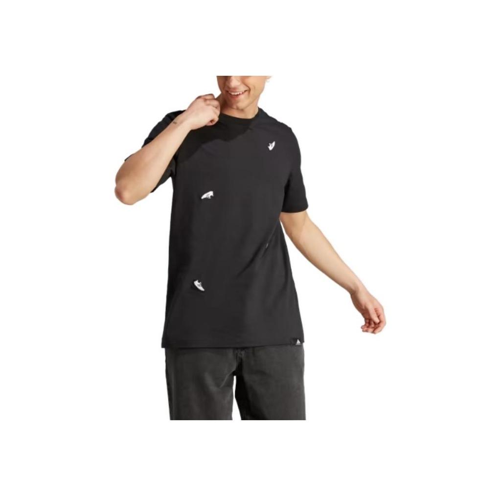 Adidas Originals Round Neck Printed Short Sleeve T-Shirt Men Tops Black IL5384
