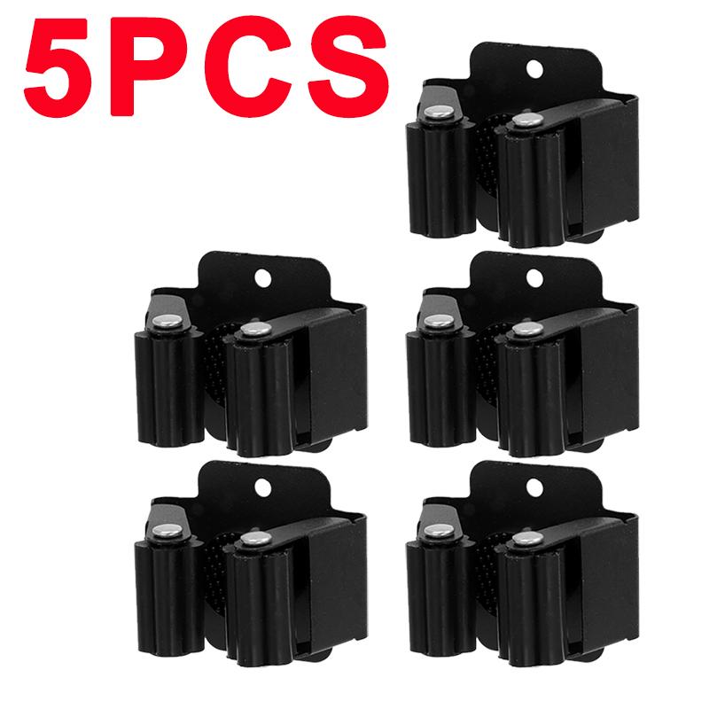 5/1Pcs Self-Adhesive Mop Holder Clips Stainless Steel Drilling Mop Broom Holder Rack With Screw Kitchen Bathroom Organizer Shelf
