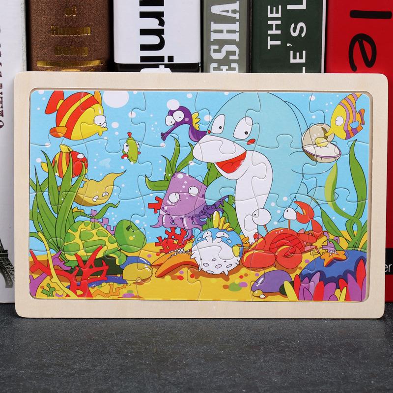 Wooden Animal Jigsaw Puzzle with Frame for Children 0-3 Years – Educational Toy & Gift